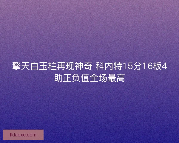 擎天白玉柱再现神奇 科内特15分16板4助正负值全场最高